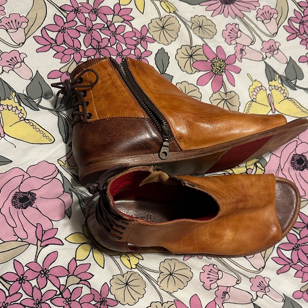 Bed Stu Tan Leather Open-Toe Ankle Booties - Picture 3 of 5